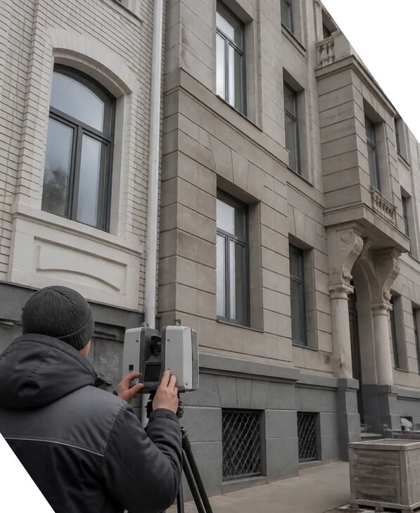 Лазерное сканирование фасадов зданий для обследования в Железногорске